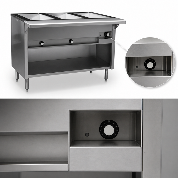 Product image #4 for Eagle Group Spec-Master 33-Inch Electric Hot Food Table with (2) 12" x 20" Wet/Dry Wells, Sliding Doors, 208V