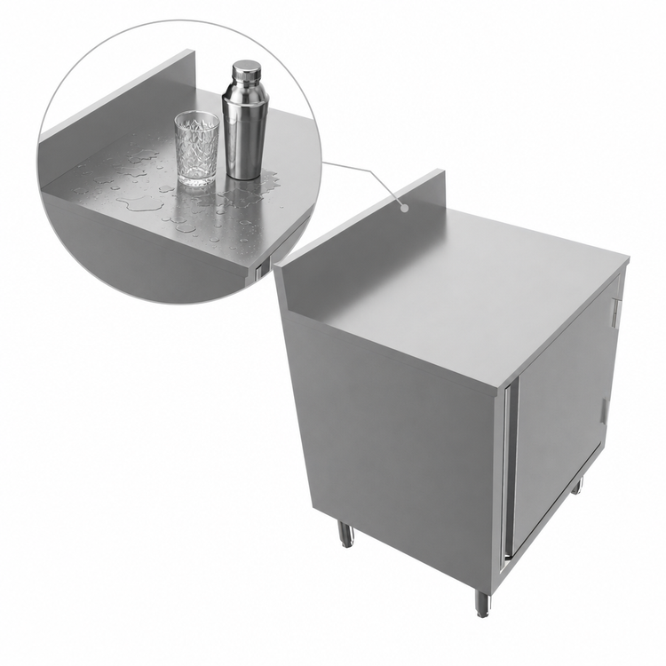 Product image #5 for BK Resources Well Series 24 x 21 Inch Stainless Steel Underbar Cabinet with Flat Top and Raised Edge