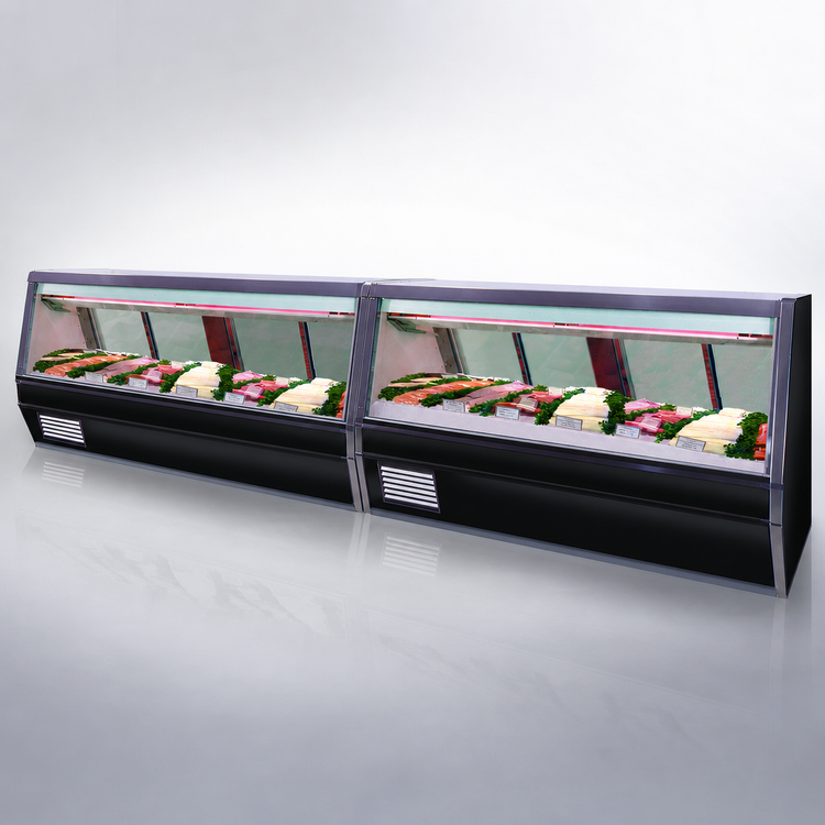 Product image #4 for Howard-McCray 40E Series 124-1/2 Inch Self-Contained Fish and Poultry Refrigerated Service Case with Straight Glass, LED Lighting, Black Exterior
