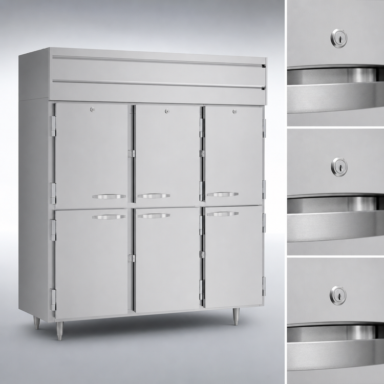 Product image #4 for Beverage Air P Series Top-Mount Three-Section Reach-In Freezer with Solid Half Doors, 68.34 Cu. Ft.