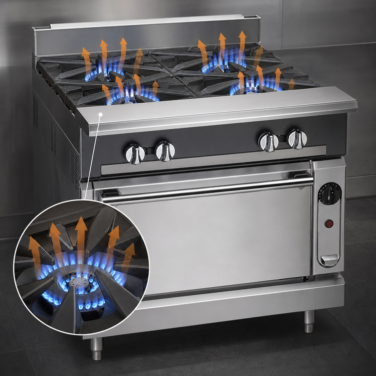 Product image #4 for Vulcan V Series 36-Inch Heavy Duty Gas Range with 4 Open Burners and Cabinet Base