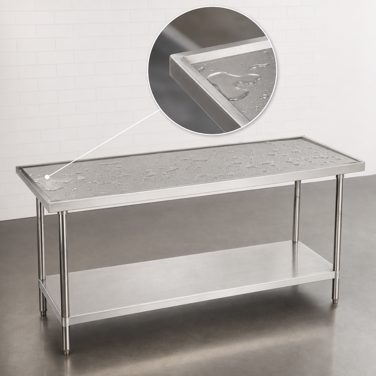 Product image #4 for Advance Tabco 84" x 36" 14 Gauge 304 Stainless Steel Work Table with Adjustable Galvanized Undershelf