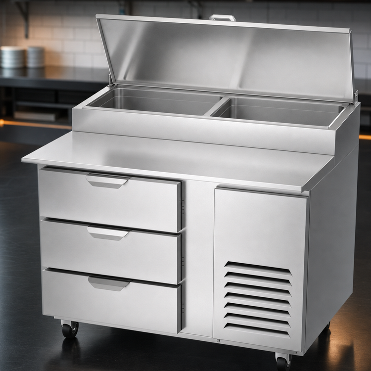 Product image #4 for Beverage-Air DPD46HC-3 46-Inch Deli/Pizza Prep Table with 3 Drawers