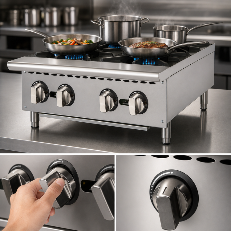 Product image #4 for Winco Spectrum™ 24-Inch Countertop Natural Gas Hot Plate with 4 Open Burners