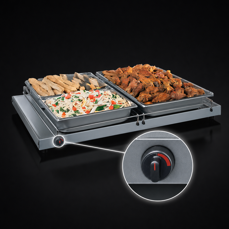 Product image #4 for Hatco Glo-Ray 54-Inch Freestanding Heated Shelf, 9.75-Inch Deep, Stainless Steel Top