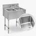 Thumbnail image #4 for Advance Tabco Underbar Basics 2-Compartment Stainless Steel Bar Sink with Deck-Mount Faucet, No Drainboards, 24-Inch Wide
