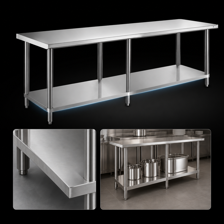 Product image #4 for Steel Works Stainless 84-Inch x 24-Inch x 34-Inch Stainless Steel Work Table with Undershelf
