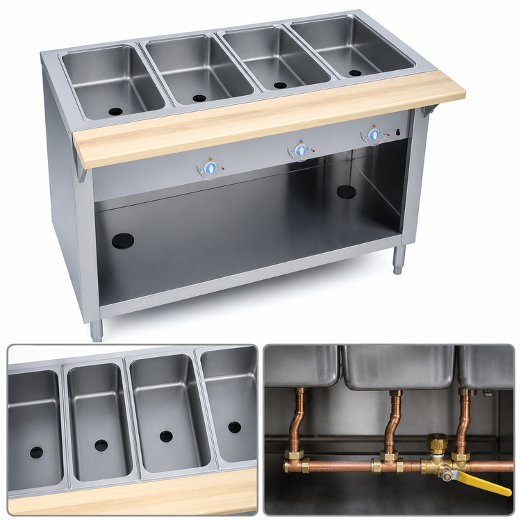 Product image #4 for Thurmaduke E-4-CBSS Electric 4-Pan Steamtable Unit with Stainless Steel Base