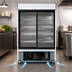 Thumbnail image #4 for Atosa Two-Section Glass Door Refrigerator Merchandiser, 44.9 Cu. Ft., Bottom-Mount Self-Contained, Stainless Steel