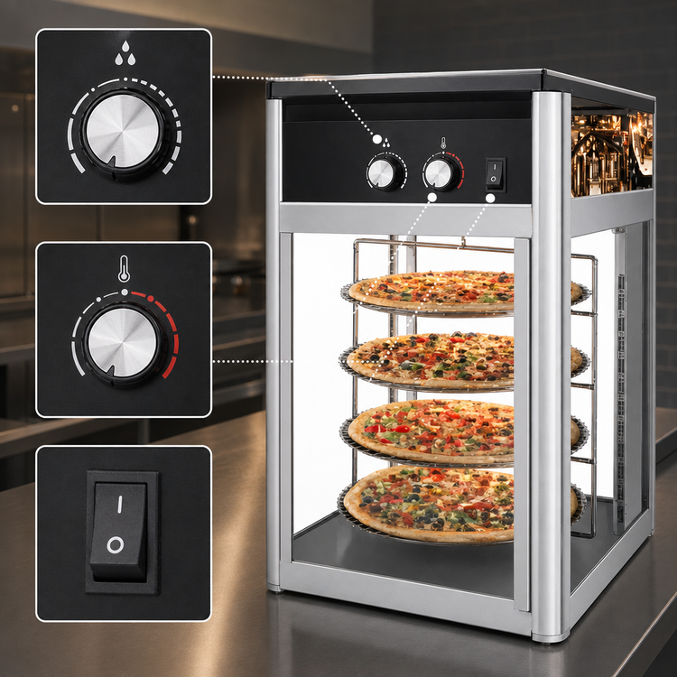 Product image #4 for Hatco Flav-R-Savor Countertop Hot Food Holding and Display Cabinet, 1 Door, 3-Tier Rotating Circle Rack with Motor, 120V