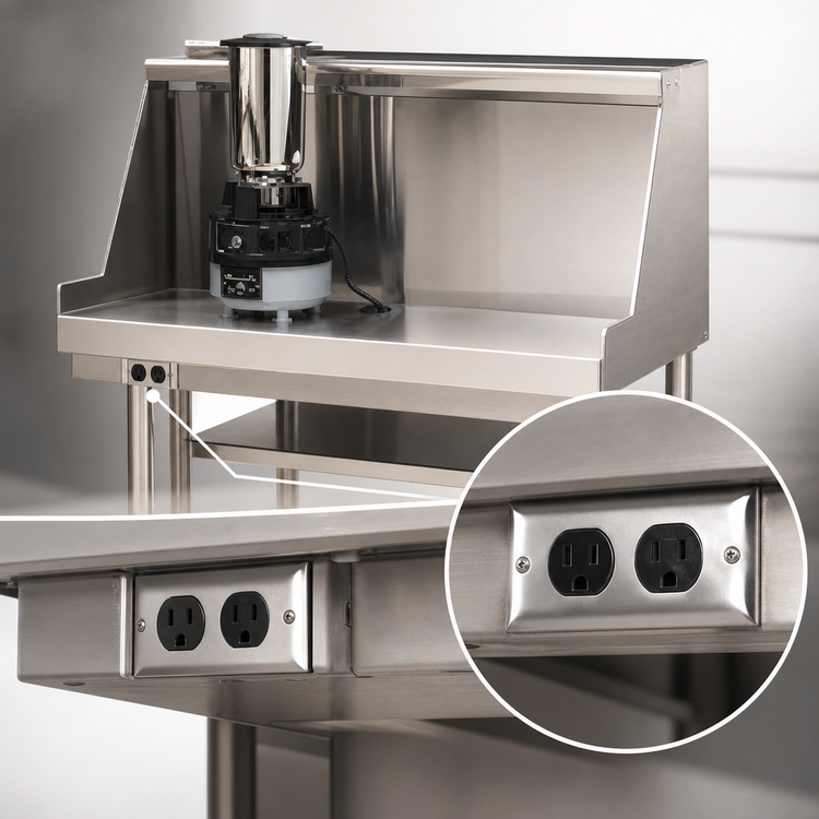 Product image #4 for Prestige Series 18-Inch Stainless Steel Blender Shelf with 120V Duplex Outlet