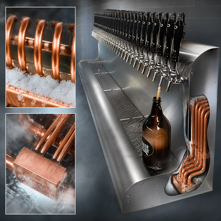 Product image #4 for Perlick 25-Faucet Modular Wall-Mount Glycol-Cooled Stainless Steel Draft Beer Dispensing Tower
