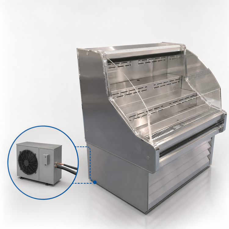 Product image #4 for Howard-McCray 35E Series Impulse Curved Glass Remote Open Merchandiser, 39 Inch W x 44 Inch H, Stainless Steel