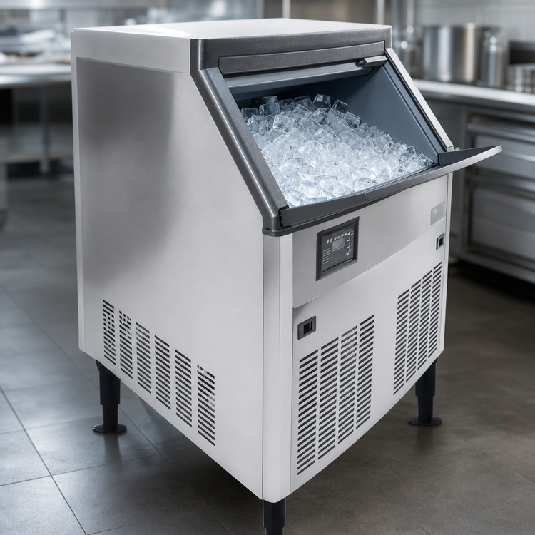 Product image #4 for Omcan Self-Contained Air-Cooled Cube-Style Ice Maker with Bin, 210 lb/Day Production, 80 lb Storage