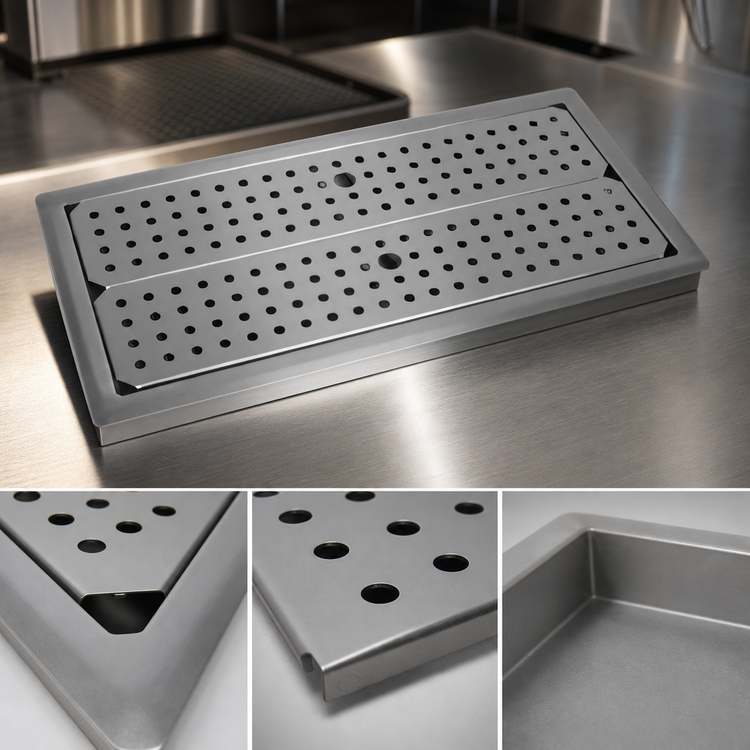Product image #4 for Glastender DI-DP18X30 Drop-In Stainless Steel Drip Tray Trough with Removable Inserts, 30" x 18"