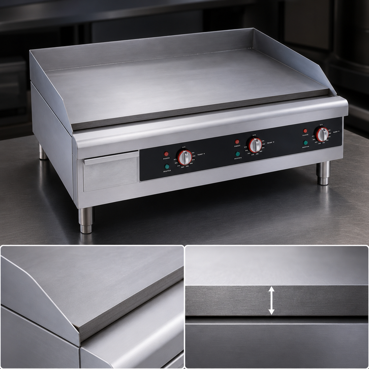Product image #4 for Omcan 36-Inch Countertop Stainless Steel Electric Griddle with Smooth 1-Inch Plate and Thermostatic Controls