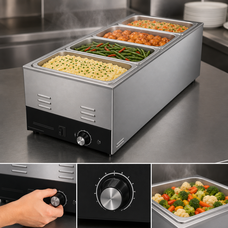 Product image #4 for Hatco 4 x 1/3 Pan Countertop Wet/Dry Food Warmer/Cooker, Thermostatic, 120V