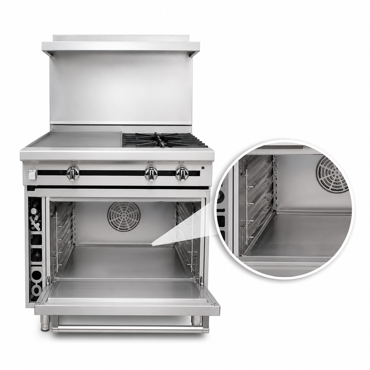 Product image #4 for Titan JTRH-2-1HT-36C 36 Inch Heavy Duty Gas Range with (2) Open Burners, (1) Hot Top, and Convection Oven