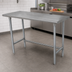 Thumbnail image #4 for Advance Tabco 108-Inch x 24-Inch Flat Top Work Table with 16-Gauge 304 Stainless Steel Top and Open Galvanized Base