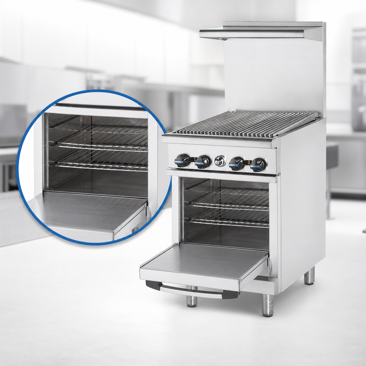 Product image #4 for Bake Tech Innovation Radiance Heavy Duty 24-Inch LP Gas Radiant Broiler Range with Standard Oven Base and Lift-Off High Shelf