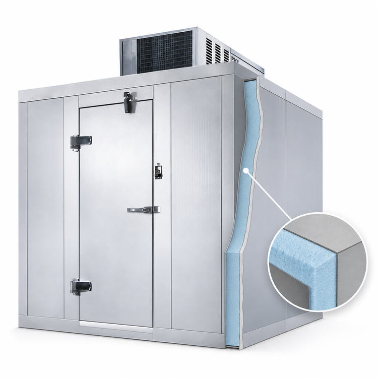 Product image #4 for AmeriKooler Quick Ship Indoor Floorless Walk-In Cooler, 6' x 10', 35°F, Top-Mount Self-Contained R-448A