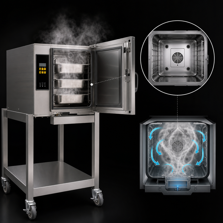 Product image #4 for AccuTemp Evolution Connected Boilerless 3-Pan Electric Convection Steamer with Stand, 240V