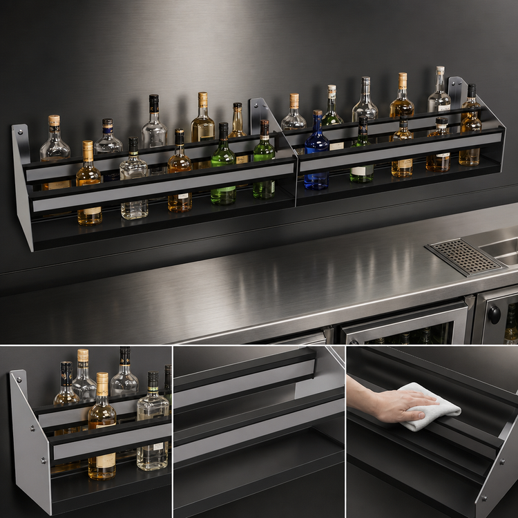 Product image #4 for Glastender DSR-56 Double 56-Inch Stainless Steel Speed Rail with Open Step-and-Rail Design