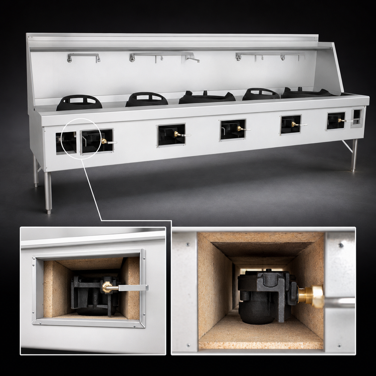 Product image #4 for MasterRange Five-Chamber Gas Wok Range, Painted Steel Floor Model
