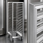 Thumbnail image #4 for Dinex DXPRIA64182611 Roll-In Open Frame Aluminum Refrigerator Rack for 11 Full-Size 18 x 26-Inch Sheet Pans, Front and Rear Loading