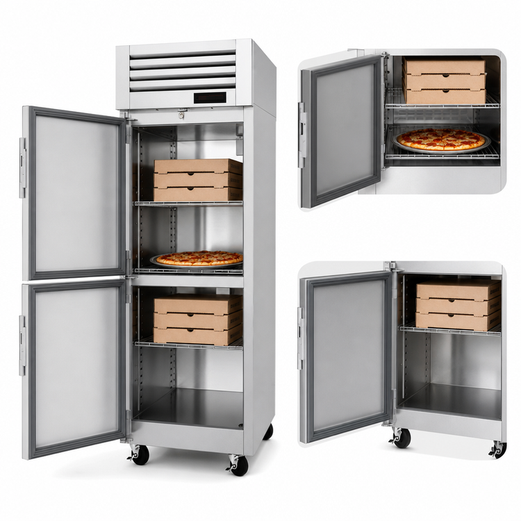 Product image #4 for Turbo Air PRO Series Pass-Thru Heated Pizza Holding Cabinet, 1-Section, 27 Cu. Ft., Solid Front and Glass Rear Half Doors
