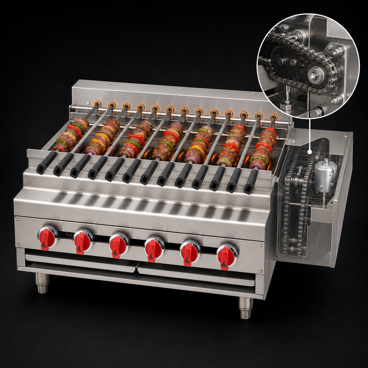 Product image #4 for American Range ARKB-36-R Countertop Gas Rotisserie Kebob Broiler, 42-Inch Wide, 12-Skewer Capacity