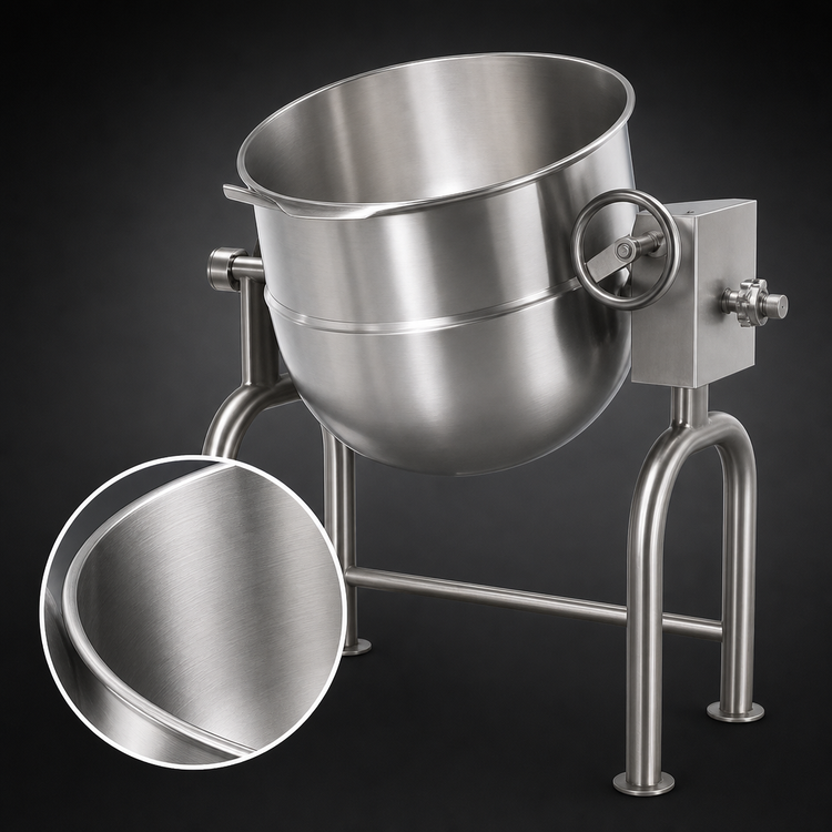 Product image #4 for 30-Gallon Direct Steam Tilting Kettle, 2/3 Jacketed, U-Frame Mounted