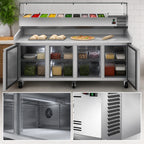 Thumbnail image #4 for Koolmore KM-RPCPS-2D79-GRT 79.5-Inch Granite Top Refrigerated Pizza Prep Table, 3-Section, Stainless Steel