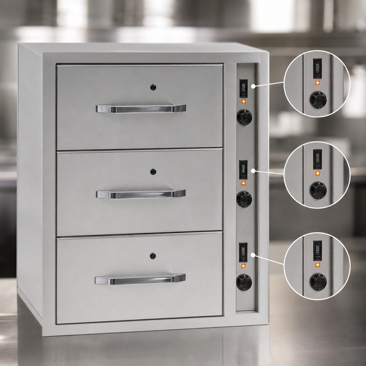 Product image #4 for RedHots DWW-3BI-120-X 3-Drawer Built-In Food Warmer
