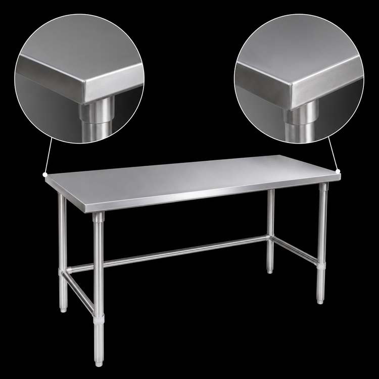Product image #4 for John Boos Stallion 144-Inch x 24-Inch 16-Gauge Stainless Steel Flat Top Work Table with Safety Edge