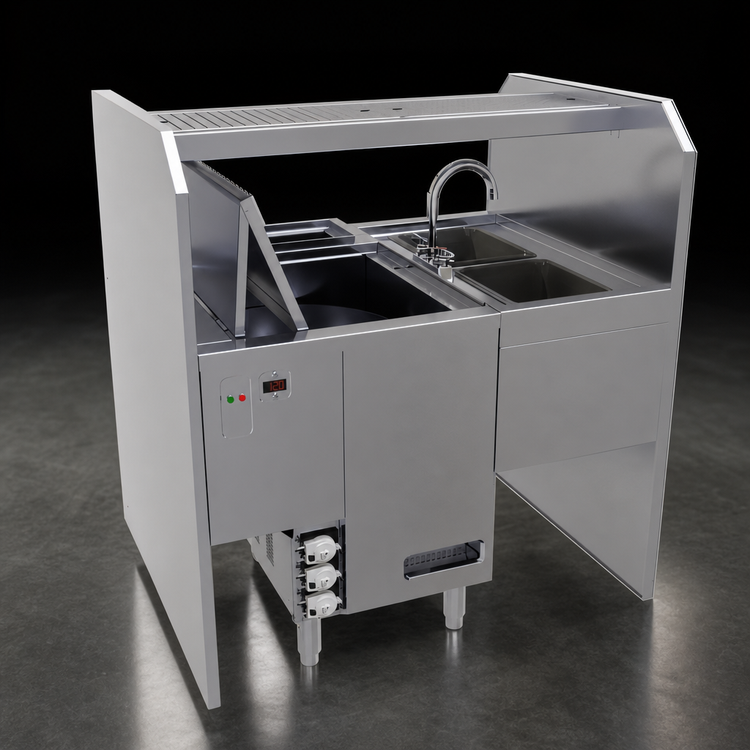Product image #4 for Glastender Disassembly Style Pass-Thru Cocktail Station with Integrated Glasswasher, Leftward Workflow, 42 x 32 Inches