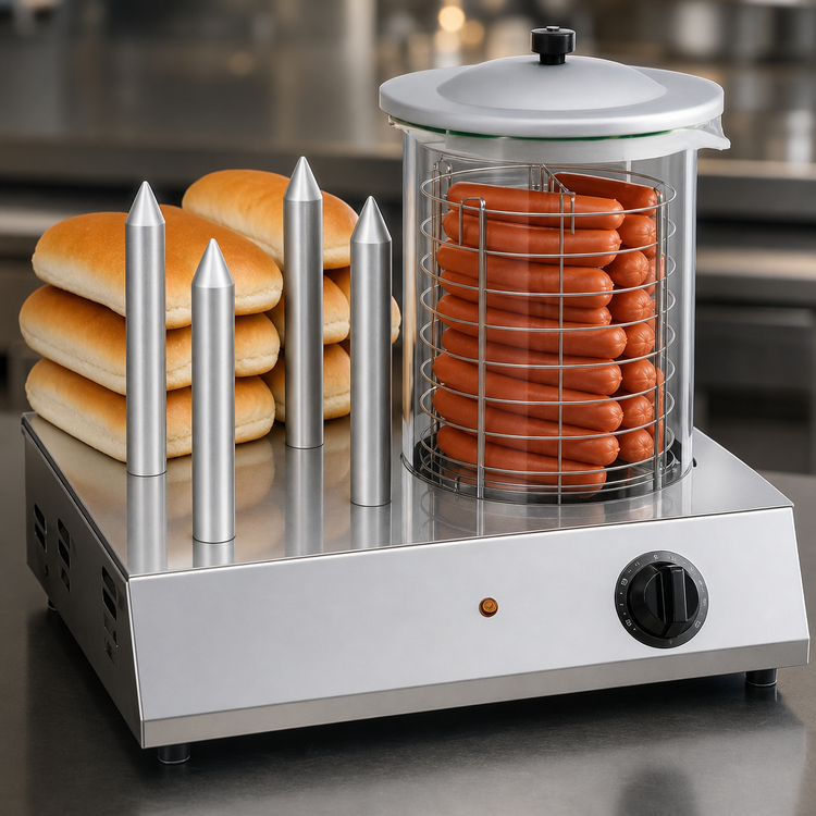 Product image #4 for Eurodib Side-by-Side Hot Dog Steamer and Bun Warmer, 30 Hot Dogs / 48-60 Buns