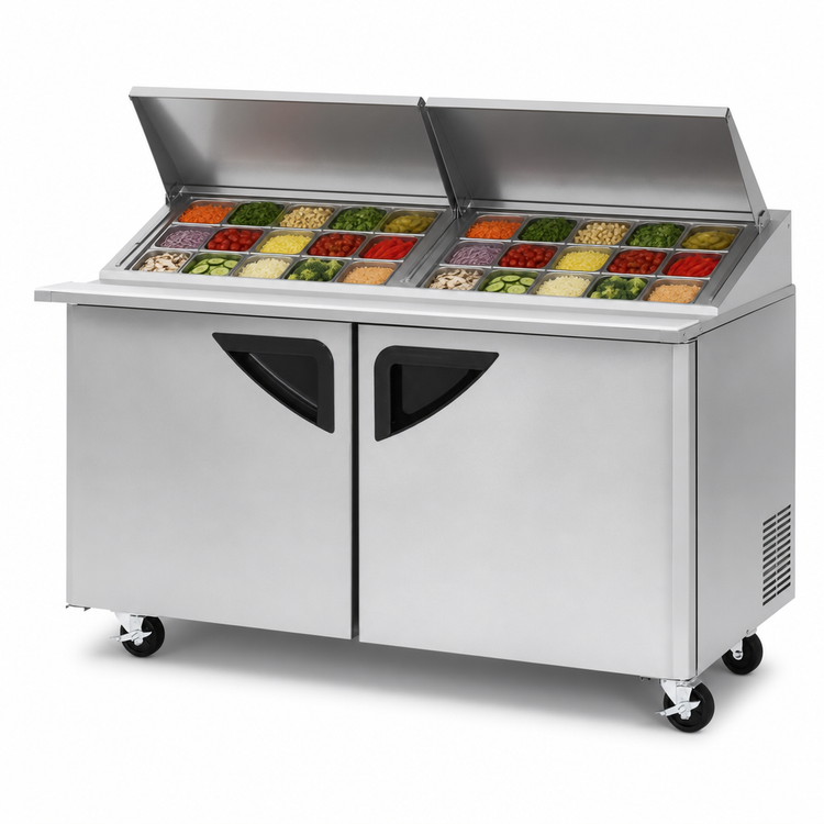 Product image #4 for Turbo Air Super Deluxe 60-Inch Two-Section Sandwich/Salad Mega Top Prep Table with Slide-Back Lid