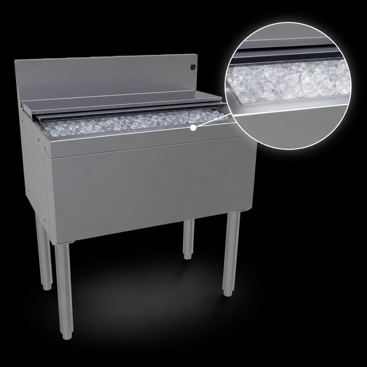 Product image #4 for Glastender 30-Inch Stainless Steel Underbar Ice Bin with 10-Circuit Cold Plate, 84 lb Capacity
