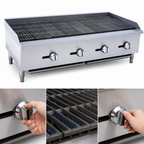 Thumbnail image #4 for Hurakan by Equip.me 48-Inch Gas Countertop Charbroiler with 4 Burners