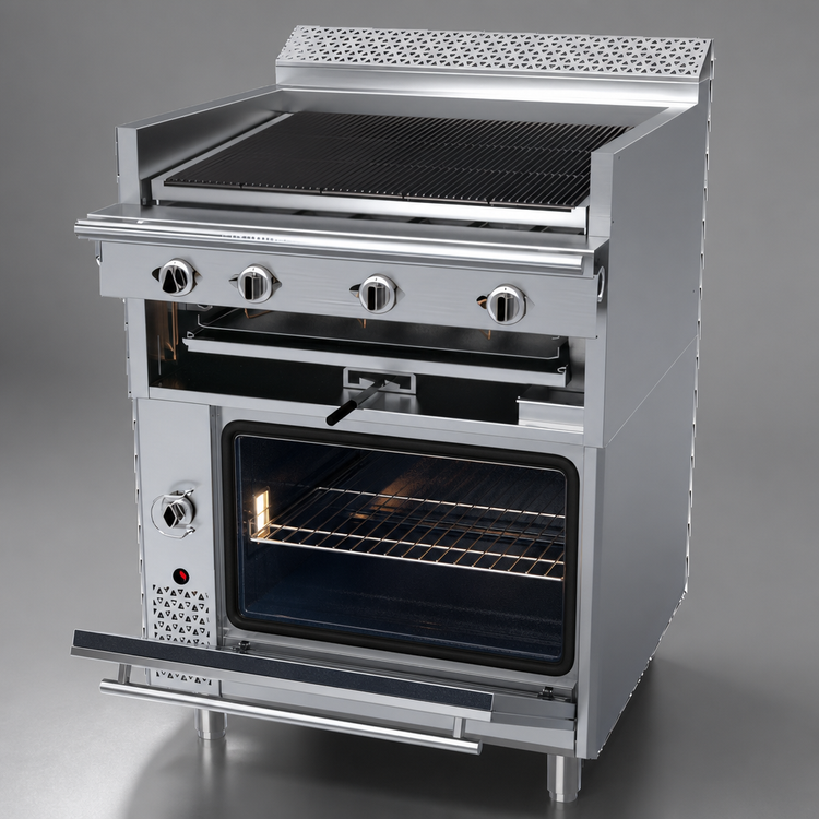 Product image #4 for Garland Cuisine Series Heavy-Duty 36-Inch Natural Gas Briquette Charbroiler Range with Standard Oven and Adjustable Grates