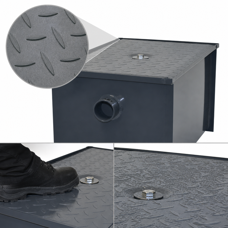 Product image #4 for BK Resources 30 lb Carbon Steel Grease Trap, 15 GPM