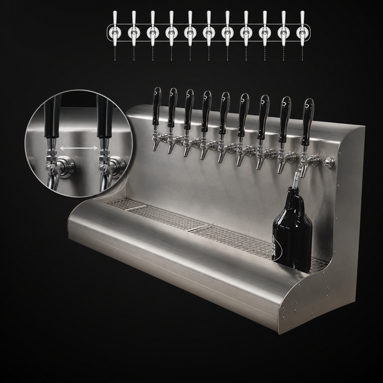 Product image #4 for Perlick 4076BK10 10-Faucet Modular Wall-Mount Glycol-Cooled Draft Beer Dispensing Tower