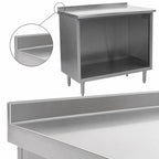 Thumbnail image #4 for Eagle Group Spec-Master UOB2484SE Stainless Steel Open-Front Cabinet Work Table, 84 x 24 Inch, 14-Gauge 304 Top, 1-1/2-Inch Up-Turn