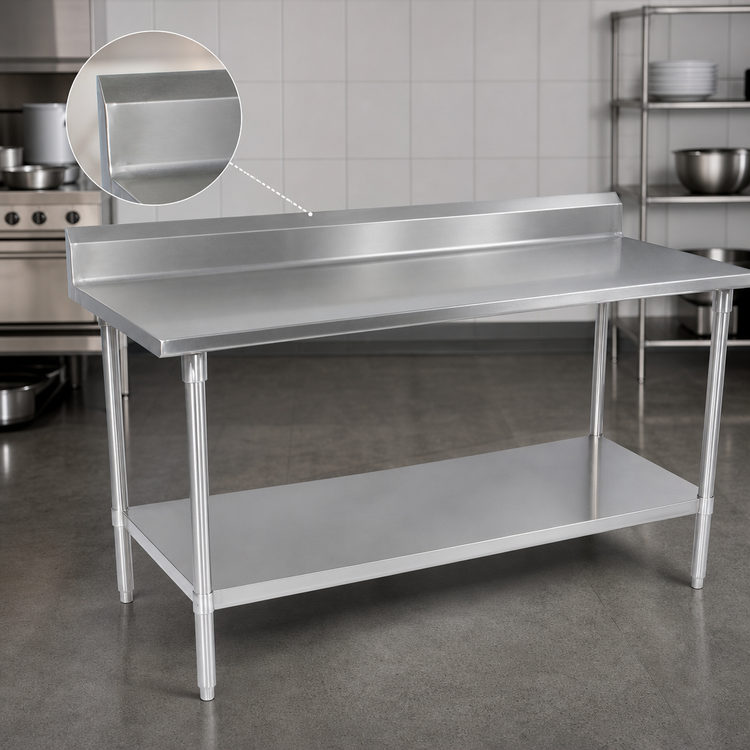 Product image #4 for John Boos Stallion 84-Inch x 24-Inch Stainless Steel Top Work Table with 5-Inch Backsplash and Safety Edge
