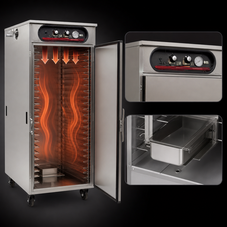 Product image #4 for hotLOGIX HL6-14 3/4-Height 1-Compartment Humidified Heated Holding Cabinet, Solid Door, Aluminum, 28 Hotel Pan / 14 Sheet Pan Capacity