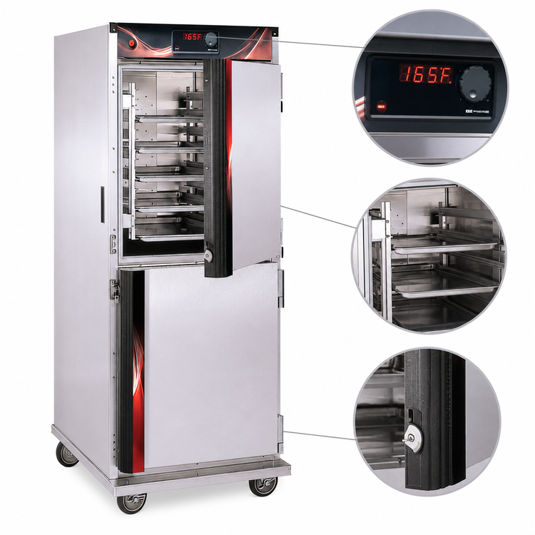 Product image #4 for Insulated Mobile Heated Holding Cabinet with Top-Mount Heater and Dutch Doors, 32 Full-Size Pan Capacity