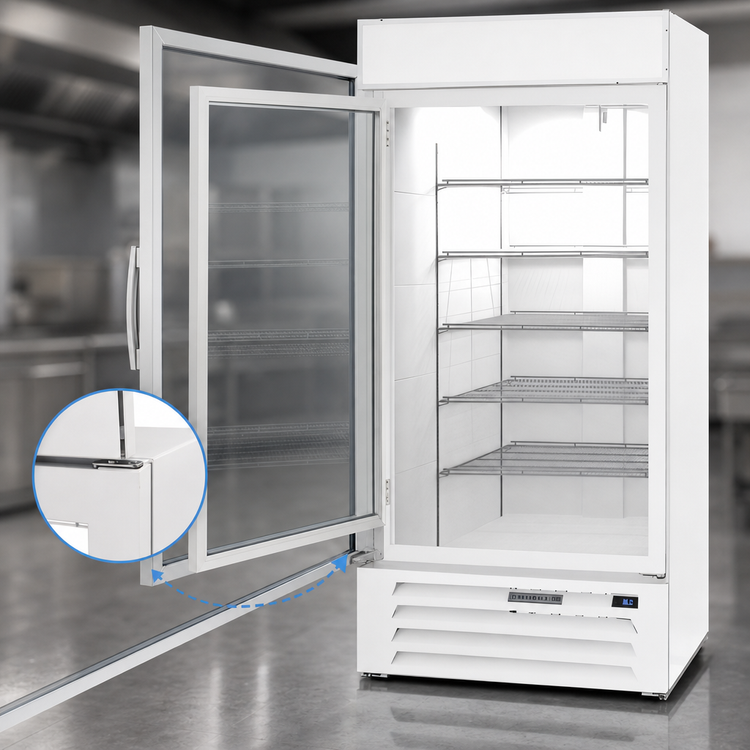 Product image #4 for MarketMax White Reach-In Glass Door Refrigerated Merchandiser with Electronic Smart Lock, 25.97 Cu. Ft.