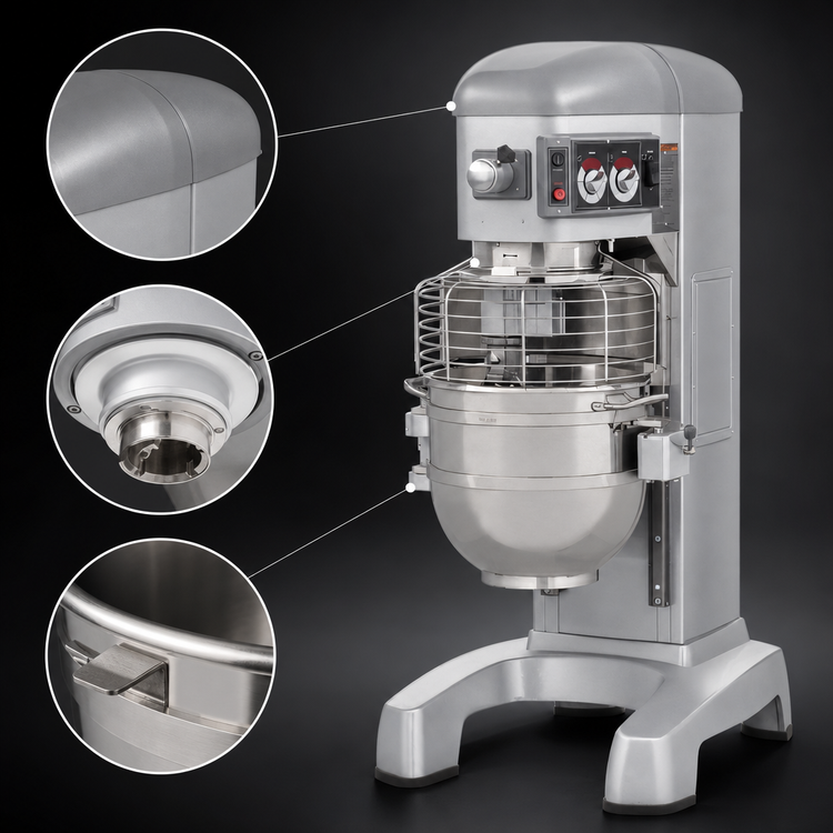 Product image #4 for Hobart Legacy+ 60-Quart Heavy-Duty Floor Planetary Mixer with Bowl, Flat Beater, Wire Whip, and Dough Hook