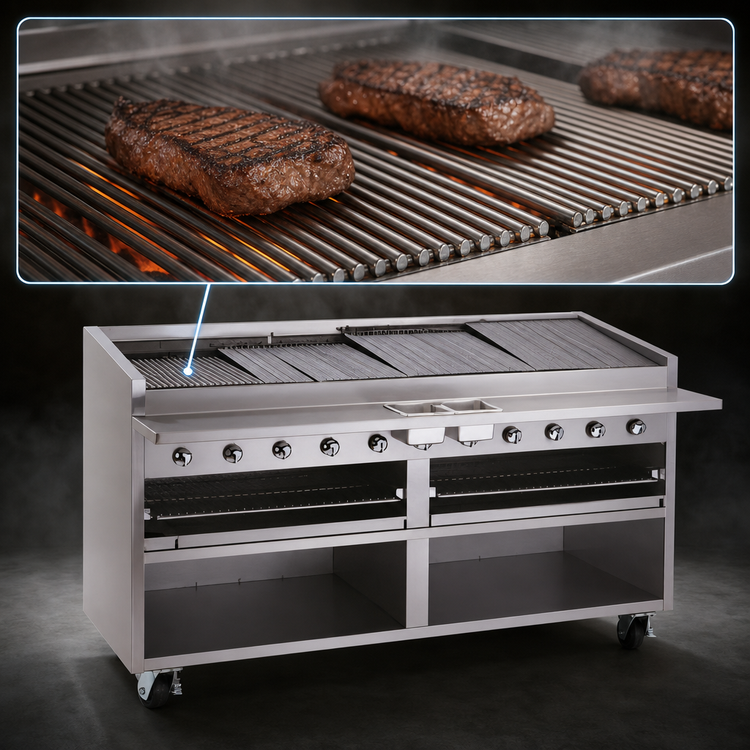 Product image #4 for Bakers Pride Dante Series 72-Inch Gas Radiant Charbroiler with Open Cabinet Base